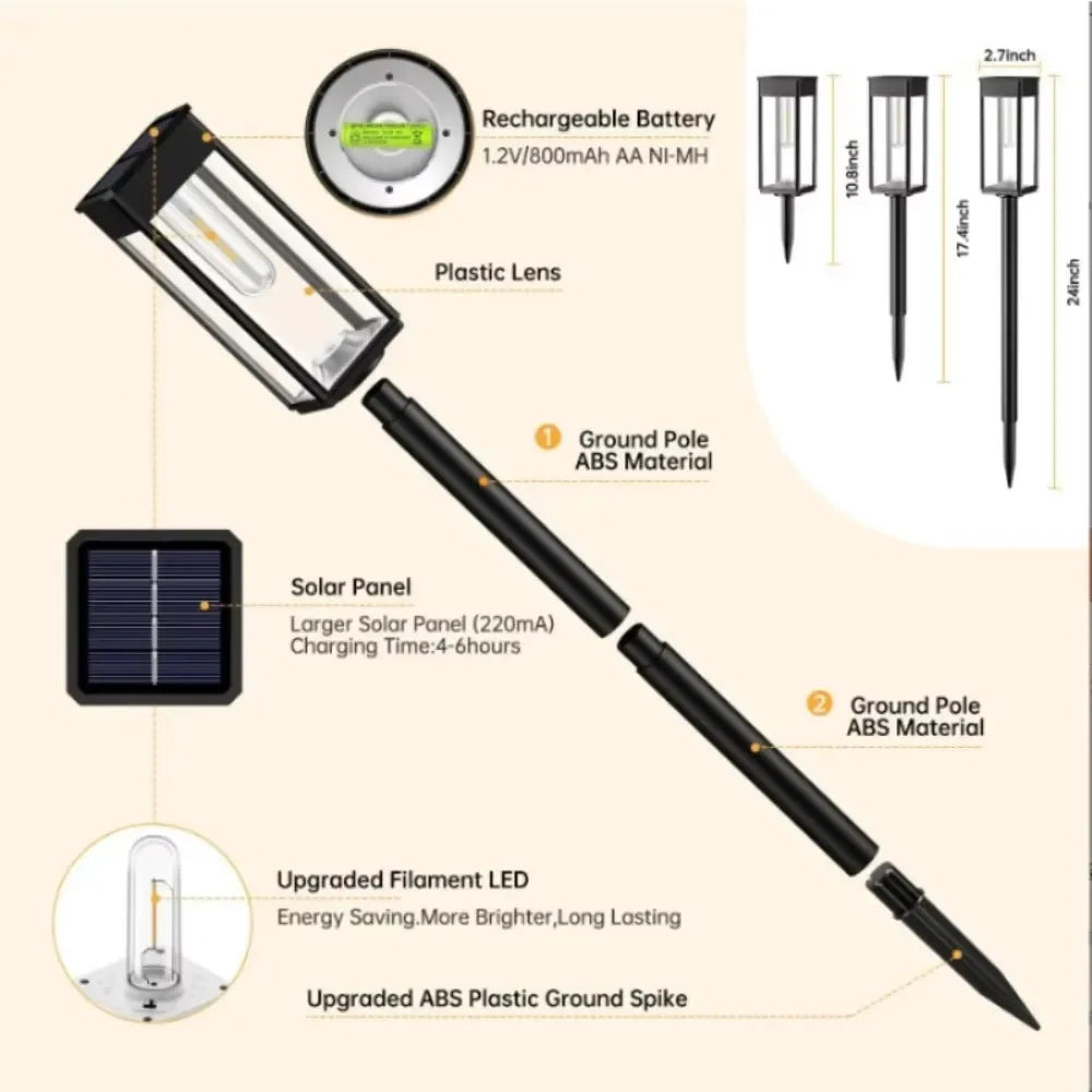 IP65 Waterproof Solar Lights 2/4/6/8 Pcs Outdoor Pathway Lights LED Garden Lighting for Patio Villa Yard Landscape Decoration