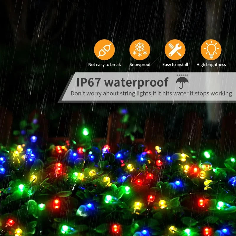 Outdoor Solar String Fairy Light Waterproof Garland Large Solar Panel Fast Charge Lamp for Chritmas Party Garden Decor