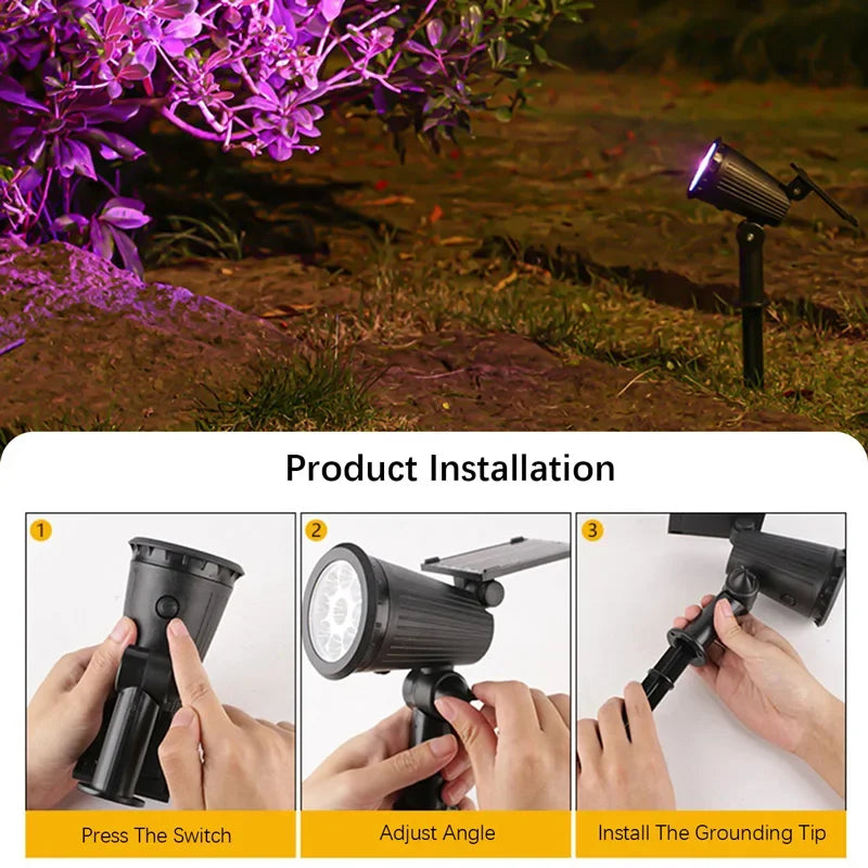 Solar LED Spotlight for Outdoor Garden Landscape Lighting Waterproof Solar Powered Spot Lights for Garden Lawn Yard Walkway