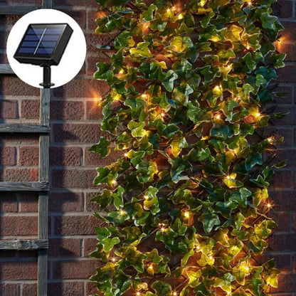 Solar String Light Artificial Leaf Flower Light Garland Decoration Outdoor Room Curtain Lamp for Wedding Party Garden