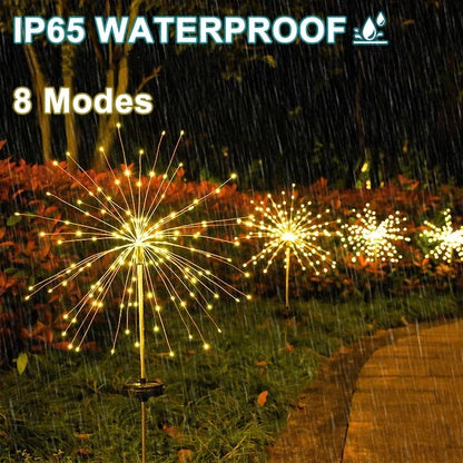 Garden Decoration Fairy Lights Waterproof Outdoor Dandelion Lawn Lamp for Patio Garden Decor 90 LED Solar Power Firework Lights