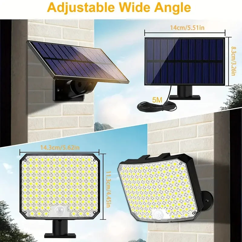 Outdoor Solar Wall Lamp Motion Sensor 118 LED Super Bright Solar Powered Lights 1800mAh Waterproof Lamp for Garden Yard Decor