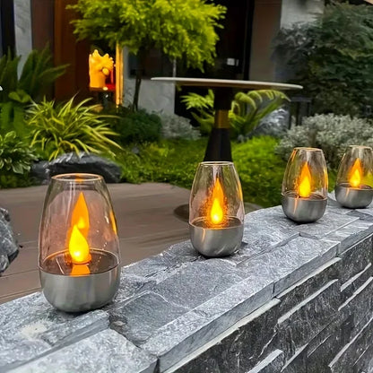 Solar Outdoor Candle LED Night Light Suitable for Indoor Desktop Step Decoration Garden Lawn Guardrail Street Stairs Steps Party