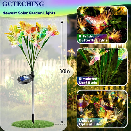 6LEDs Solar-Powered Butterfly Fiber Optic Light - Waterproof Rechargeable Outdoor Garden Decor for Lawn, Yard, and Landscape