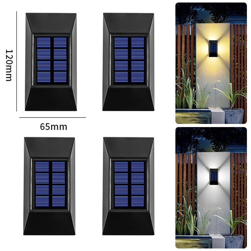 1/2//6pcs  LED Solar Wall Lamp Garden Outdoor Waterproof Four Sides Glowing Light Staircase Balcony Lighting Solar Wall Lights
