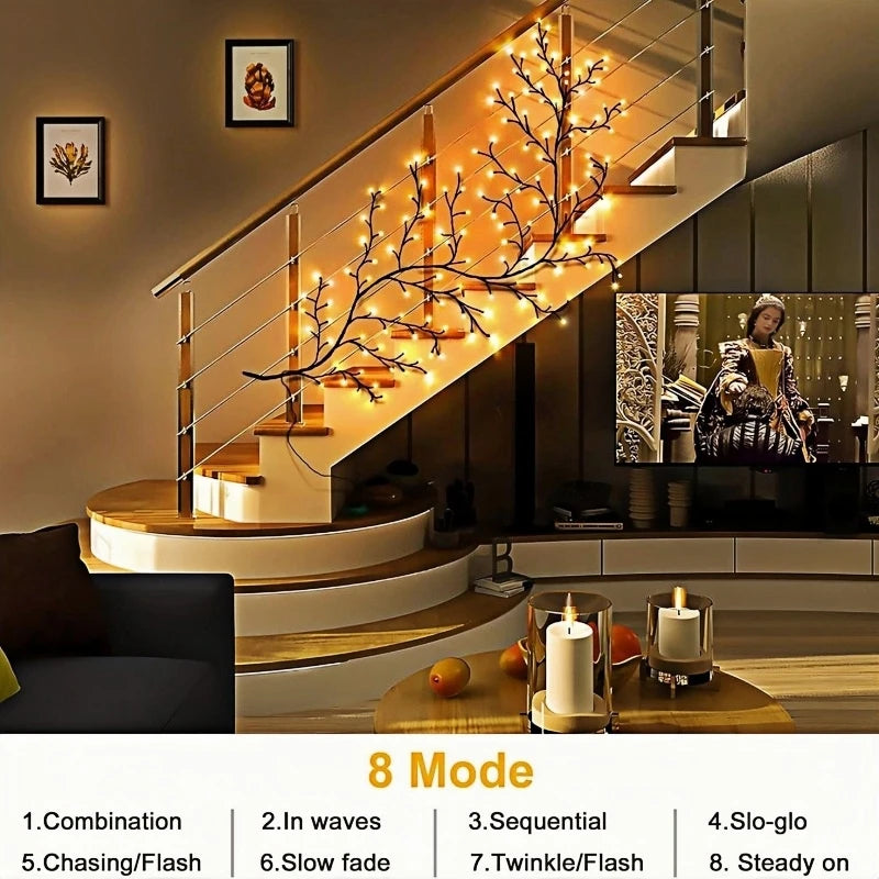 72/96Led Lights,8Moeds Remote Control USB Powered Bendable Willow Vine Light, For Wall Home Decor Indoor Outdoor Night Lights