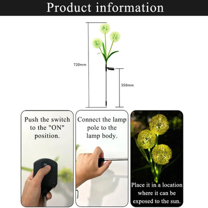Solar Lights Outdoor Garden Decor,Solar Garden Lights Decorative Dandelion with LED Waterproof Solar Lights Outdoor for Yard