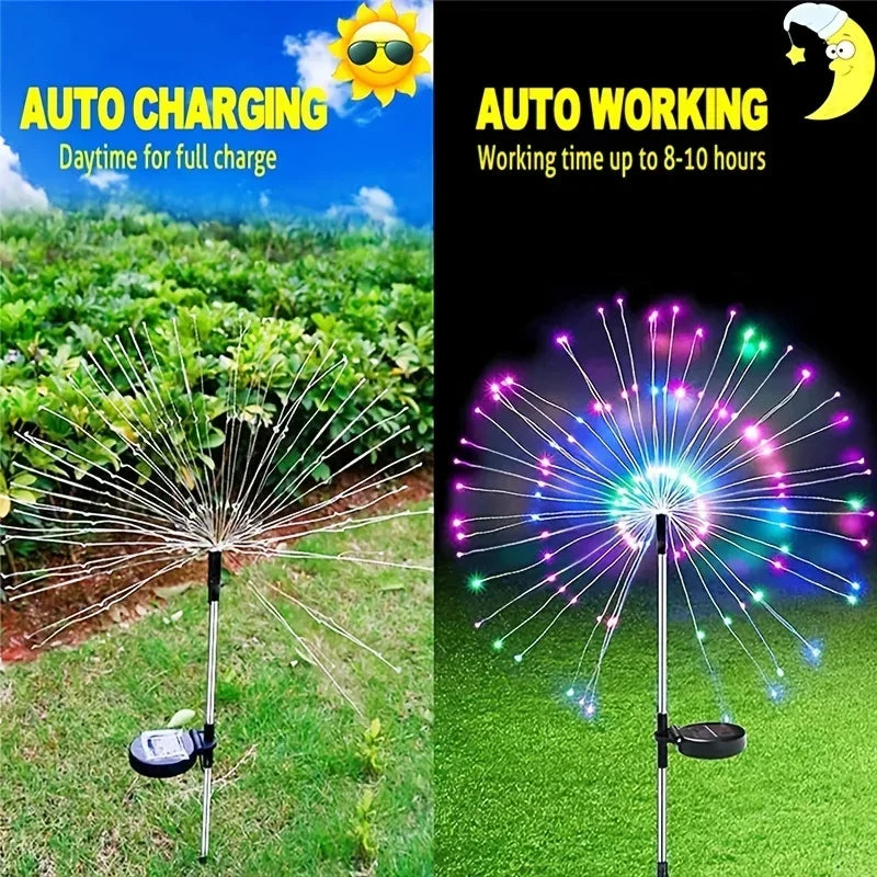 1 Pack Solar Fireworks Lights Outdoor,Holiday Lighting Firework Lights for Garden Patio,Wedding,Wall Decor Party Lights