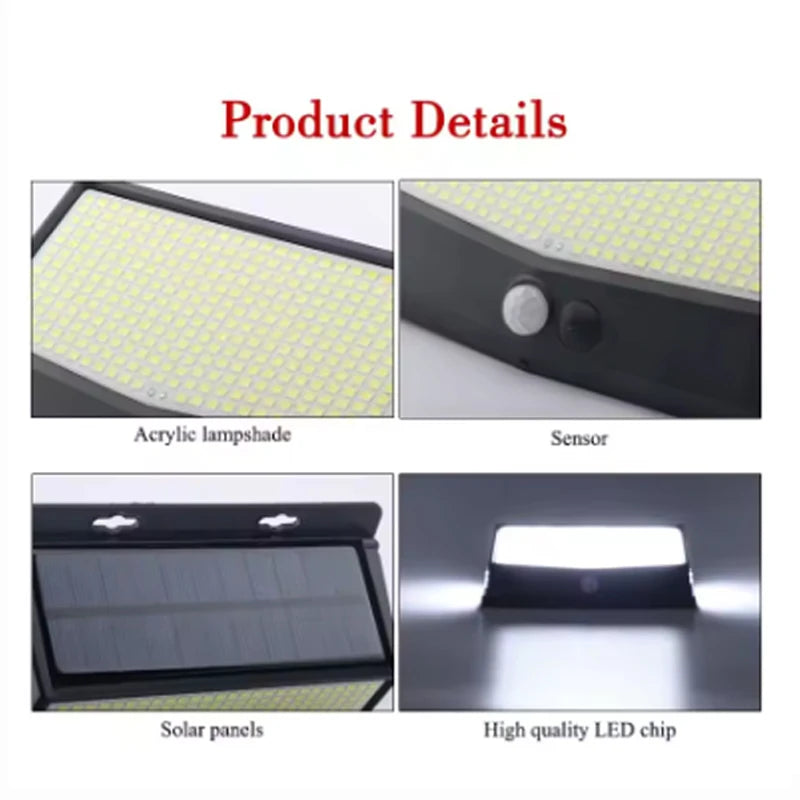 New 468 LED Solar Lights Integrated for Outdoor Garage with Motion Sensor Dusk to Dawn IP65 Waterproof, 120° Lighting Angle