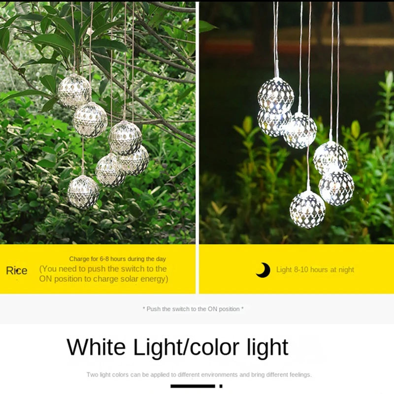 Solar Chandelier Balcony Terrace Arranged Wind Chime Lamps Outdoor Courtyard Garden Decorative Waterproof Small Hanging Lights
