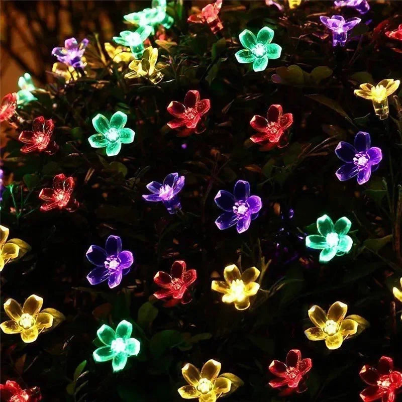 5M 20LED Solar String Lights Outdoor Waterproof 8 Mode Battery Operated Cherry Flower Light Garden Party Decoration