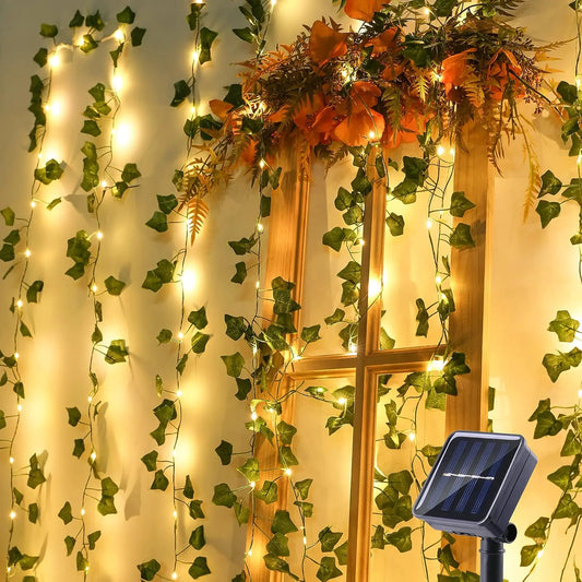 20-100 LED Solar Artificial Ivy String Light Garden Street Garland Outdoor Waterproof Fairy Lights for Party Wedding Decoration