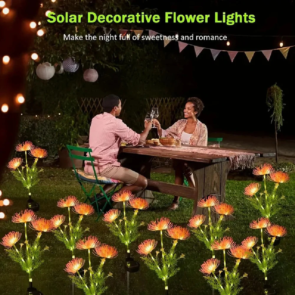 2PCS Solar Bian Flower LED Garden Lights,Waterproof Outdoor Lawn Lamp,Landscape Decoration for Villa,Balcony,Courtyard,Garden