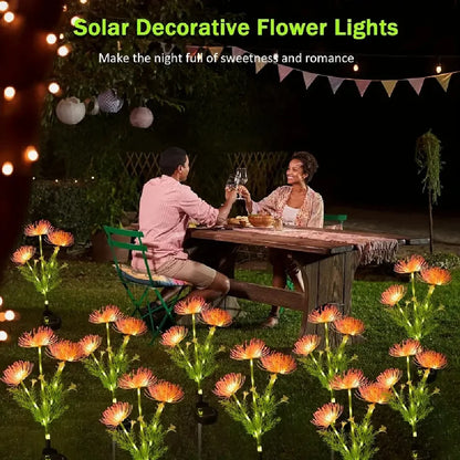2PCS Solar Bian Flower LED Garden Lights,Waterproof Outdoor Lawn Lamp,Landscape Decoration for Villa,Balcony,Courtyard,Garden