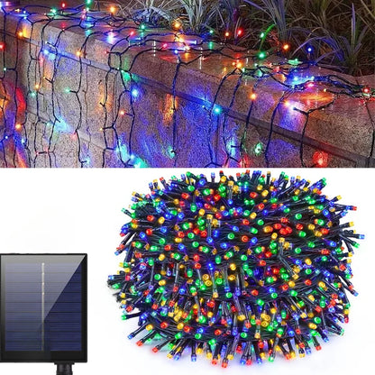 Outdoor Solar String Fairy Light Waterproof Garland Large Solar Panel Fast Charge Lamp for Chritmas Party Garden Decor