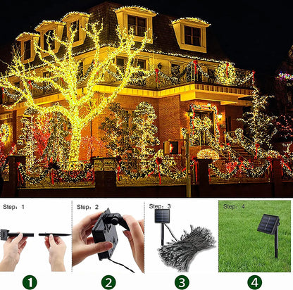 LED Outdoor Led Solar String Lights Fairy Light Solar Powered Garland Lights 8 Mode Garden Wedding Decoration Waterproof