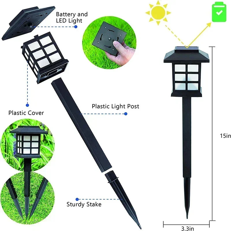 Solar Outdoor Light,6 Pack LED Walkway Lights Maintain 10 Hours of Lighting for Your Garden Landscape Path Yard Patio Driveway
