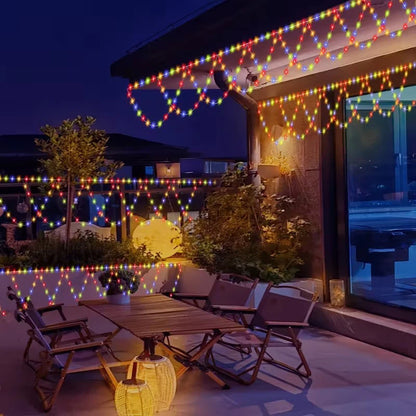 4M138 LED Light Christmas Lights String USB Plug-in Wave Shaped Hanging Curtain Light Bedroom Garden Eaves Deco LED String Lamps