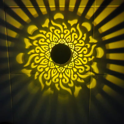 Solar Mandala Sunflower Wall Light with LED Bulbs Waterproof Outdoor Pendant for Garden and Courtyard Decoration
