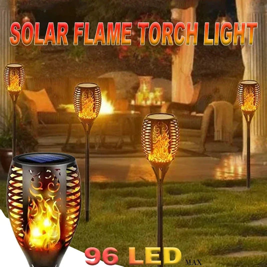 Solar Powered Flickering Flame Light LED Fire Effect Auto Dusk To Dawn Operation Weatherproof Outdoor Yard Patio Landscape