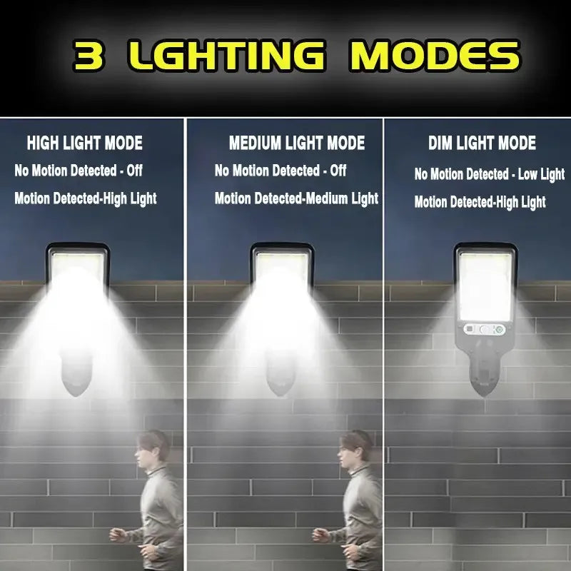 LED Commercial Street Solar Wall Lights Adjustable Angle IR Sensor Floodlight for Patios Gardens Street Fences Gazebos and Decks