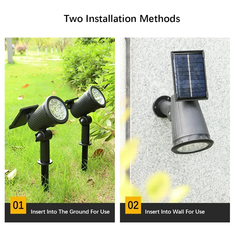 Solar LED Spotlight for Outdoor Garden Landscape Lighting Waterproof Solar Powered Spot Lights for Garden Lawn Yard Walkway