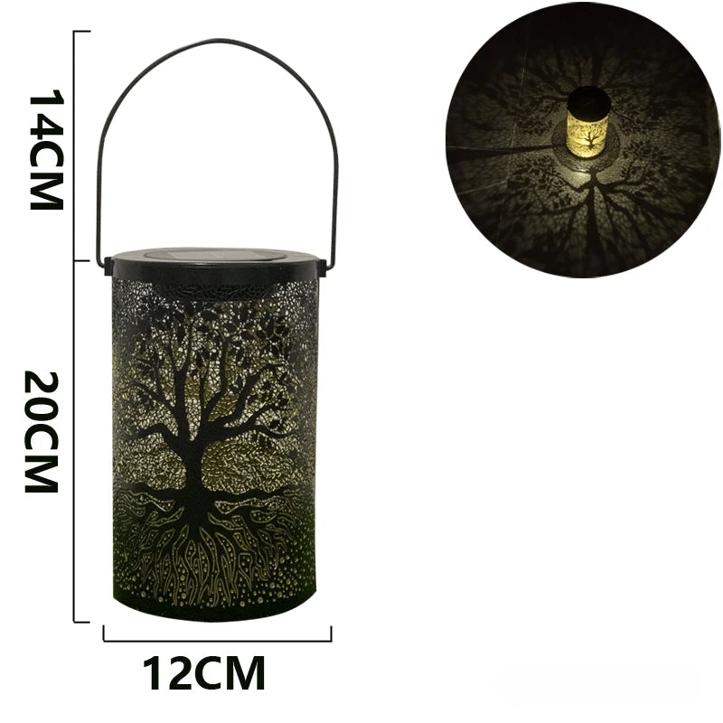 1 Pc Solar Light Outdoors Handheld Iron Hollow Projector Light Hanging Solar Lantern Waterproof Solar Light  Decorative Lights