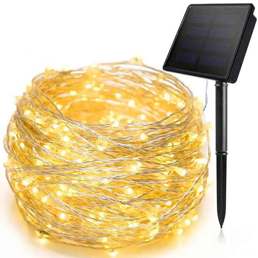 100 LED Solar Fairy Waterproof Copper Wire String Lights 8 Modes Christmas Party Garland Solar Lamp for Outdoor Garden Wedding