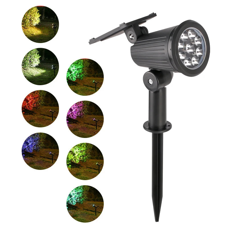 Outdoor LED Solar Spotlight Light 9LEDs Brightness Adjustable Spot Light IP65 Waterproof Garden Backyard Lawn Light Decotation