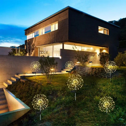 Garden Decoration Fairy Lights Waterproof Outdoor Dandelion Lawn Lamp for Patio Garden Decor 90 LED Solar Power Firework Lights