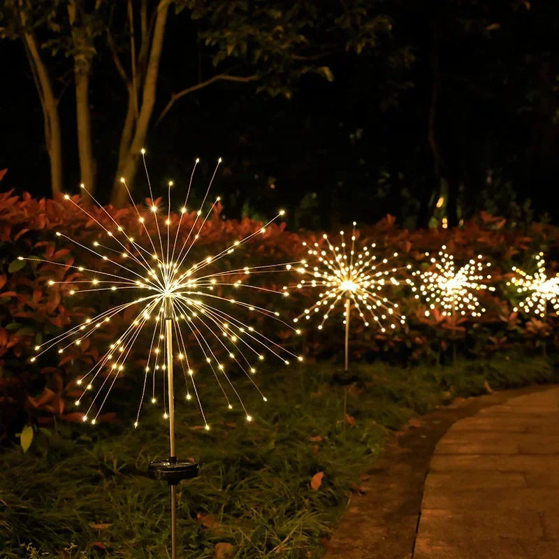 60 LED Solar Power Firework Lights Garden Decoration Fairy Lights Waterproof Outdoor Dandelion Lawn Lamp for Patio Garden Decor