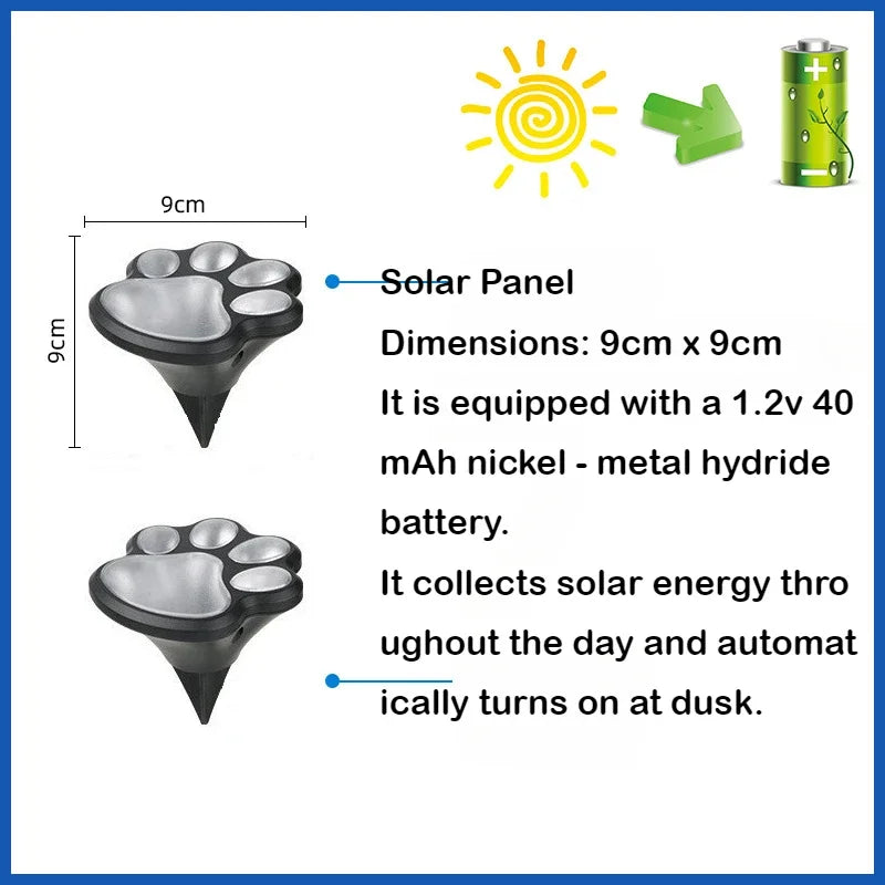 3pcs Solar Powered Dog Paw Print Lights Outdoor Waterproof Gifts for Pet Lovers for Garden Patio Yard Walkway Driveway Decor
