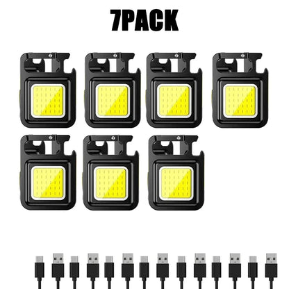 Keychain Light Mini Multifunctional Camping Flashlight USB Rechargeable LED Portable Bright COB Pocket Clip Lantern Outdoor Work