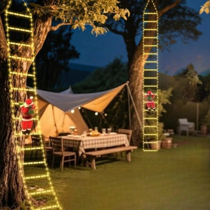 Christmas Decoration 2025 Santa Claus Climbing Ladder Room Decoration Home Outdoor Garden Cristmas Tree Ornement Gift LED