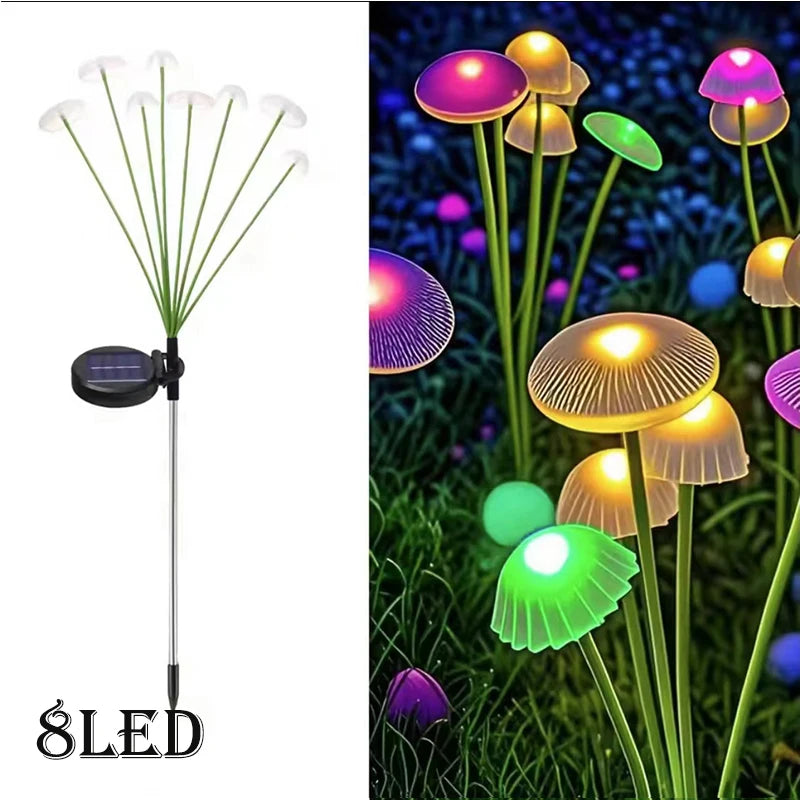 Solar Light Outdoor Garden Waterproof, Mushroom Firefly Lights, Swaying Lamp for Pathway, Yard, Patio Decoration