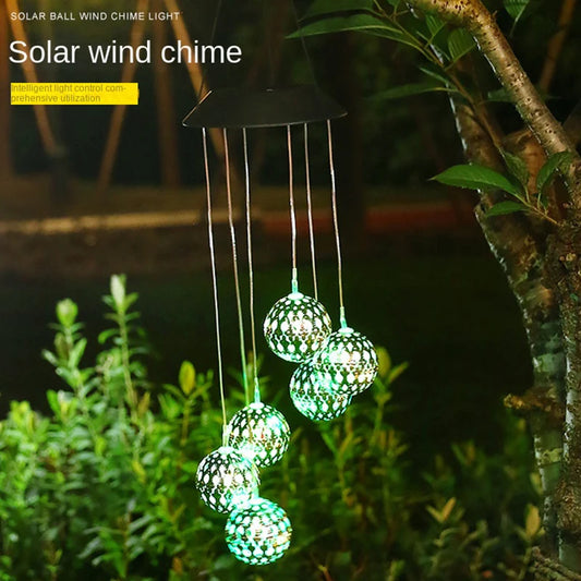 Solar Chandelier Balcony Terrace Arranged Wind Chime Lamps Outdoor Courtyard Garden Decorative Waterproof Small Hanging Lights