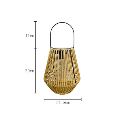 Outdoor Solar Garden Light Waterproof Rattan Weaving Retro Solar Powered Hanging Lamp For Balcony Villa Landscape Decoration