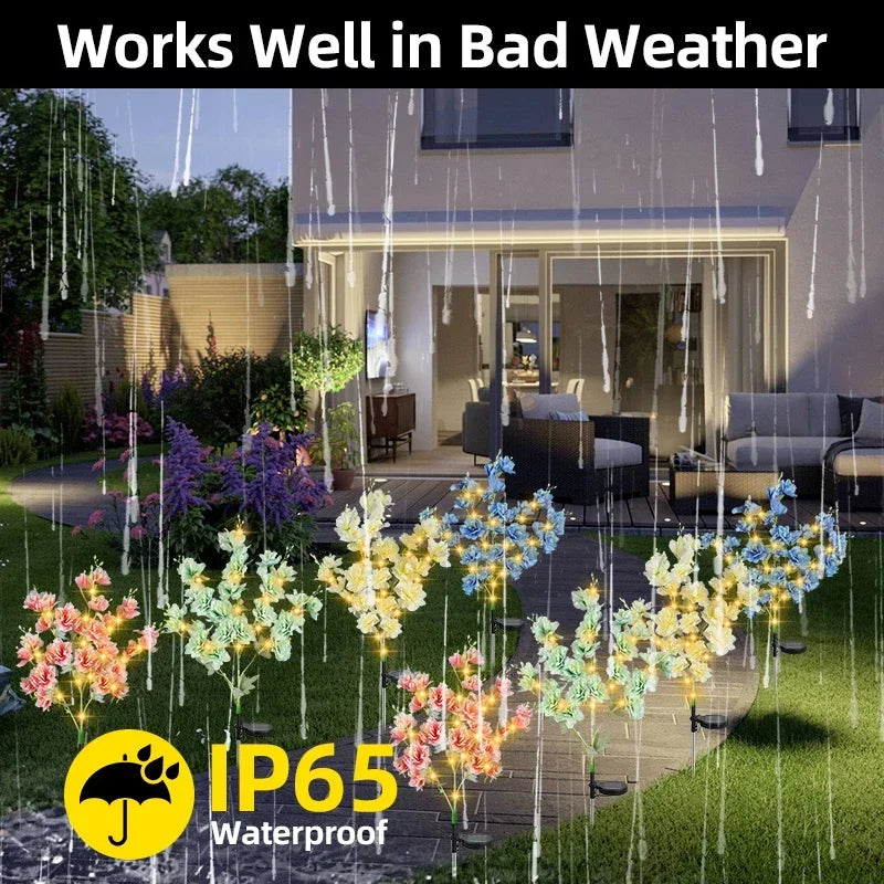 Solar Lights Outdoor Decorative Solar Garden Lights Rose Flower Lawn Lamp for Yard Patio Garden Decor 8 Modes