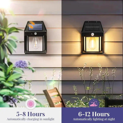 Powerful Outdoor Solar Lamp Garden Solar Powered light with Motion Sensor Waterproof Led Lighting External Decoration Warm White