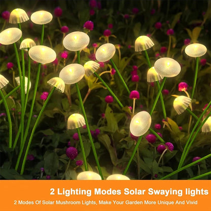 Solar Light Outdoor Garden Waterproof, Mushroom Firefly Lights, Swaying Lamp for Pathway, Yard, Patio Decoration