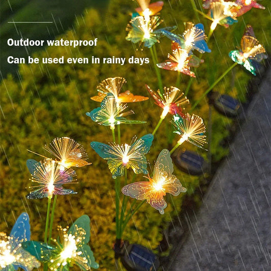 Fiber Optic Light Waterproof Butterfly Light for Path Garden Lawn Yard Landscape Decor Light 1pc Solar Powered Butterfly