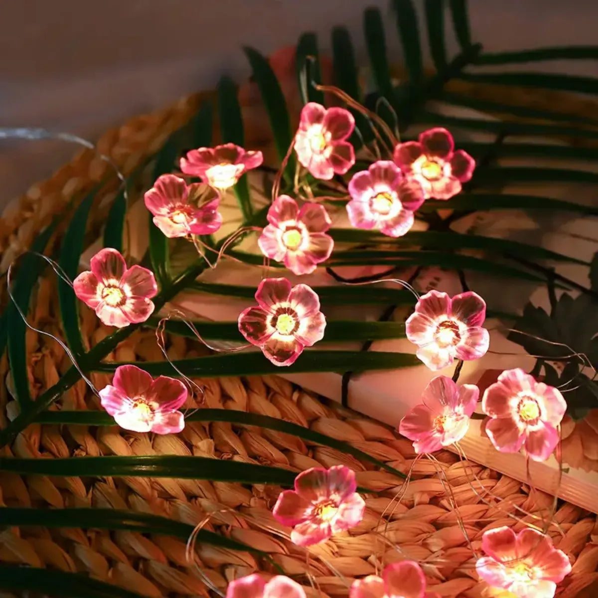 1PC 10/20/30 LED Cherry Blossom Fairy Lights Pink Flower Atmosphere String Lamp Battery Operated  Outdoor Indoor Decorative