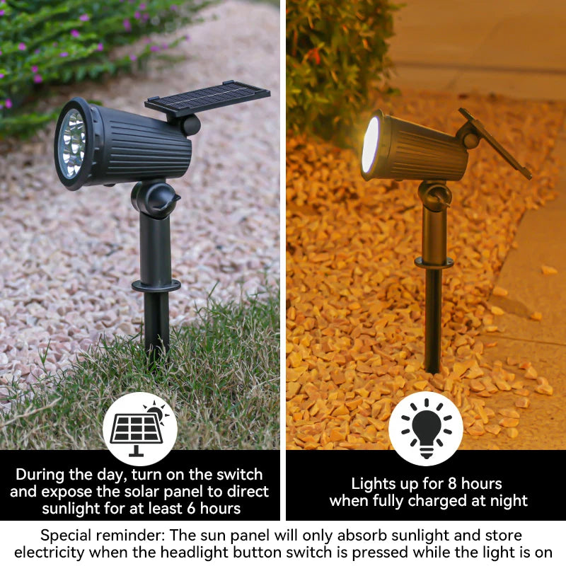 Outdoor LED Solar Spotlight Light 9LEDs Brightness Adjustable Spot Light IP65 Waterproof Garden Backyard Lawn Light Decotation
