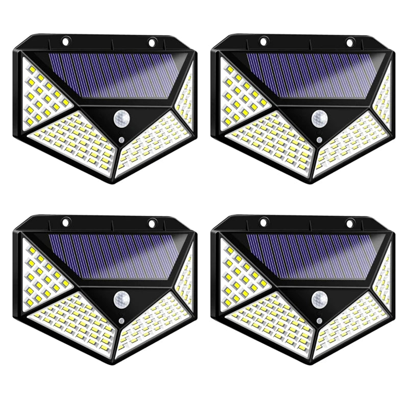 1/2/4/6Pcs 100 LED Wall Lights Outdoor Solar Lamp PIR Motion Sensor Solar Powered Sunlight Street Light for Garden Decoration