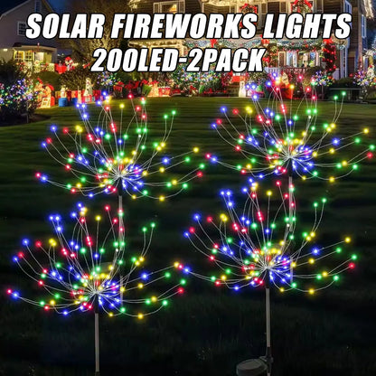 6/4/2PCS Outdoor Solar Fireworks Light Waterproof Solar Garden Flower Light 8 Lighting Modes Christmas Yard Patio Decoration