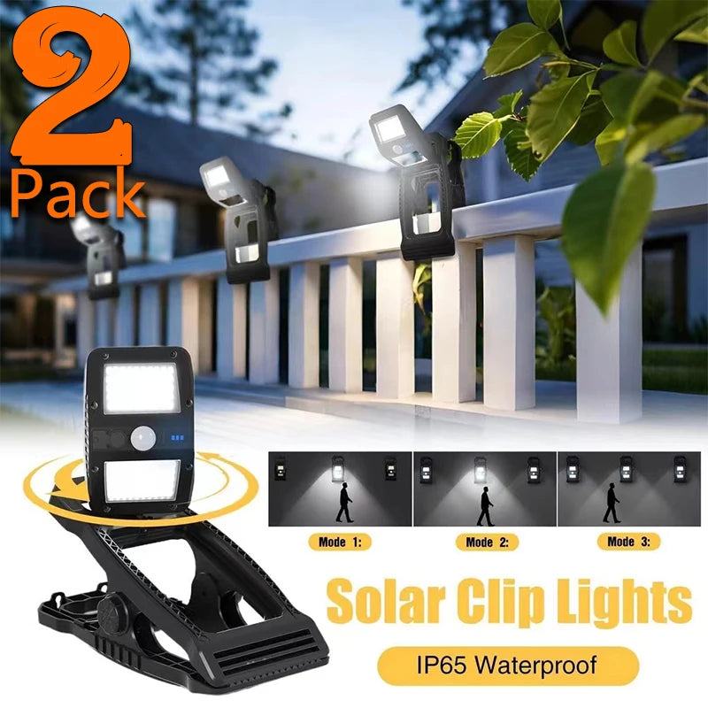 360 Degree Rotatable Solar Light For Fence IP65 Waterproof Motion Sensor Clip Lamp For Porch Garden Patio Yard