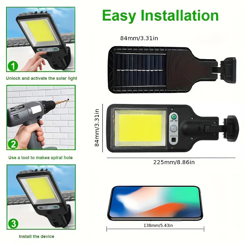LED/COB Solar Motion Sensor Light 3 Brightness Mode Outdoor Wall Lamp for Front Door Yard Pathway carport plantation ski resort