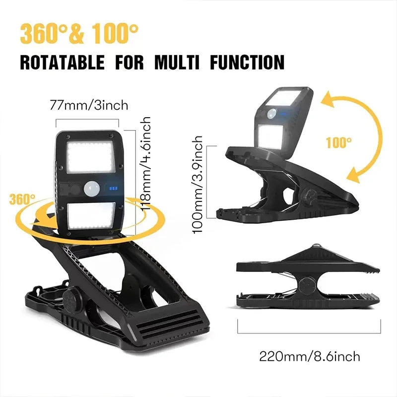 360 Degree Rotatable Solar Light For Fence IP65 Waterproof Motion Sensor Clip Lamp For Porch Garden Patio Yard