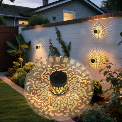 Solar Mandala Sunflower Wall Light with LED Bulbs Waterproof Outdoor Pendant for Garden and Courtyard Decoration