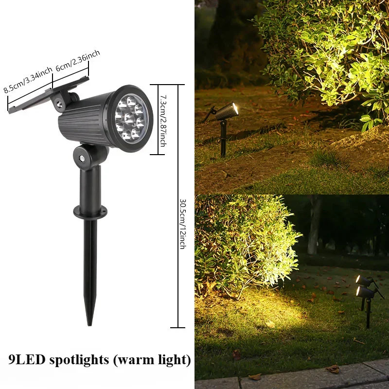 Solar LED Spotlight for Outdoor Garden Landscape Lighting Waterproof Solar Powered Spot Lights for Garden Lawn Yard Walkway